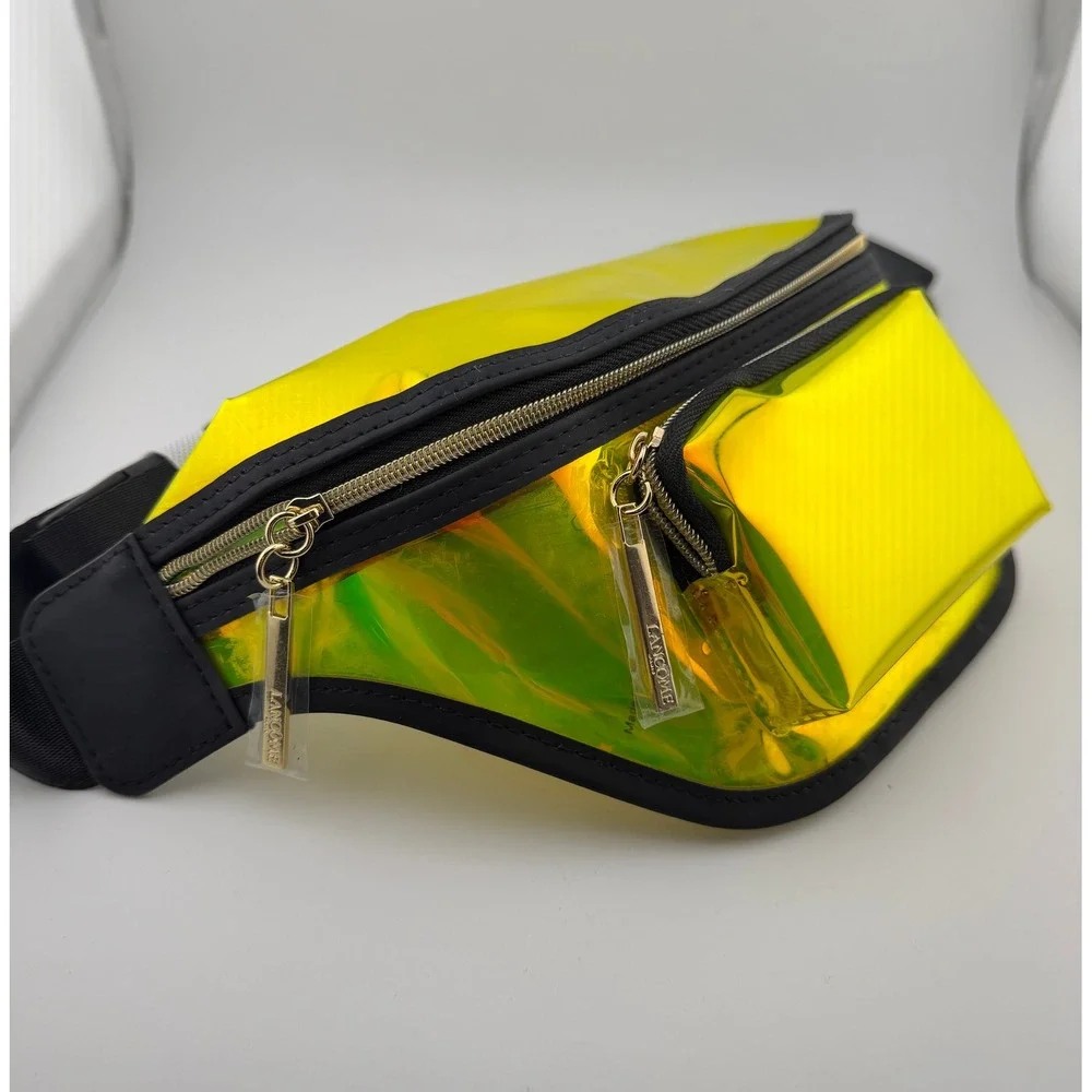 Lancome Red Star Cosmetic Vanity Case and Iridescent Yellow Fanny Pack Set